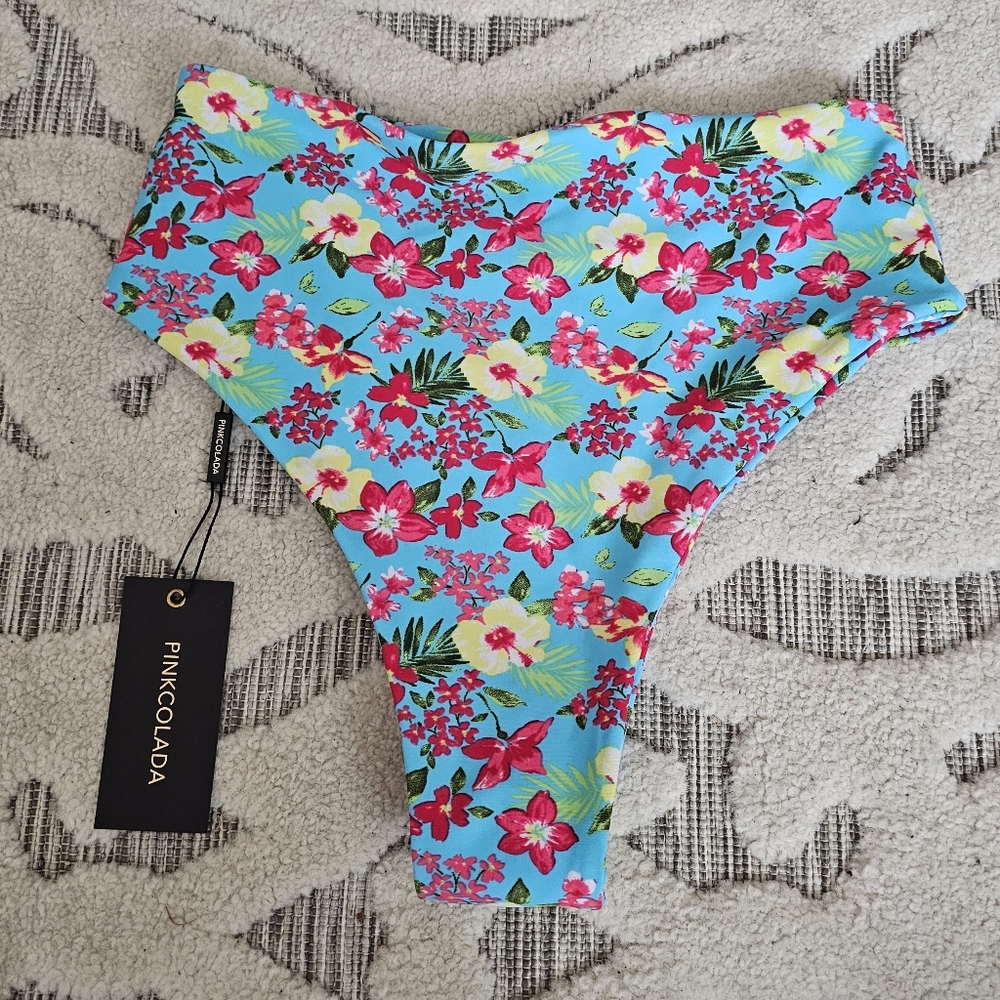 Pink colada baudouin bikini bottoms NWT